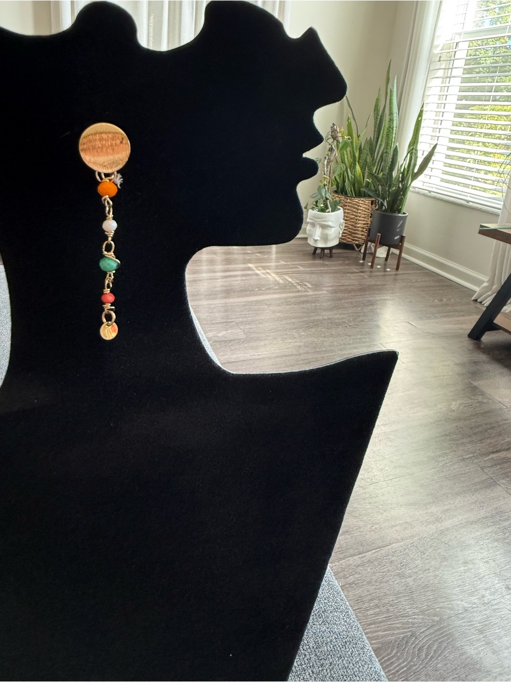 Gold Drop Earring with Colorful Beads